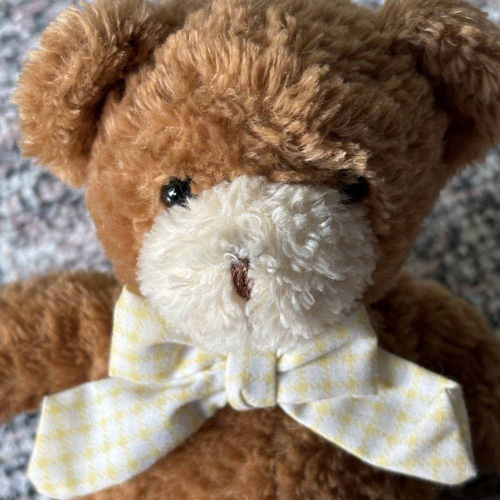 Carter's Just One Year 7" Small Plush Bear Brown Prestige 34091 Beanbag Rattle - Picture 2 of 7